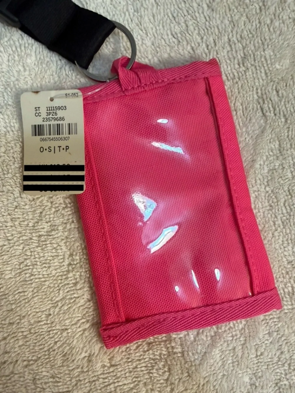 PINK Victoria's Secret Black Lanyard with Hot Pink Card Holder NWT